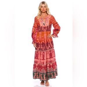 Farm Rio Ainika Print Macaws Maxi Dress